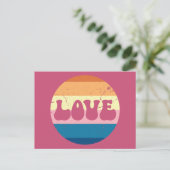 Retro Liefde Typografie Op  Sunset Stripes Briefkaart (Staand voorkant)