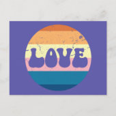 Retro Liefde Typografie Op Sunset Stripes Briefkaart (Voorkant)