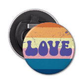 Retro Liefde Typografie Op  Sunset Stripes Button Flesopener (Voorkant)