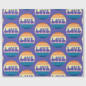 Retro Liefde Typografie Op  Sunset Stripes Cadeaupapier (Vlak)