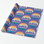 Retro Liefde Typografie Op  Sunset Stripes Cadeaupapier (Uitgerold)