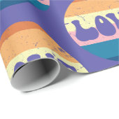 Retro Liefde Typografie Op  Sunset Stripes Cadeaupapier (Rol Hoek)