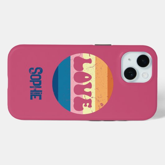 Retro Liefde Typografie Op Sunset Stripes Case-Mate iPhone Case (Achterkant (horizontaal))