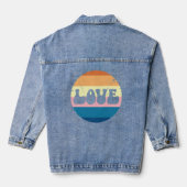 Retro Liefde Typografie Op  Sunset Stripes Denim Jacket (Achterkant)