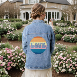 Retro Liefde Typografie Op  Sunset Stripes Denim Jacket