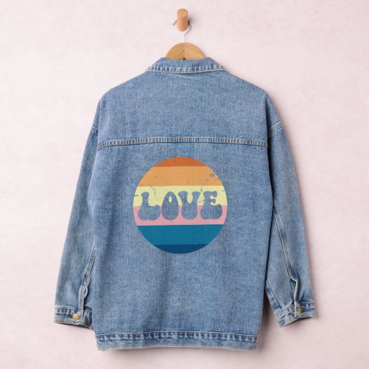 Retro Liefde Typografie Op  Sunset Stripes Denim Jacket (Hangar)
