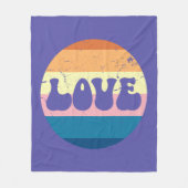 Retro Liefde Typografie Op  Sunset Stripes Fleece Deken (Voorkant)