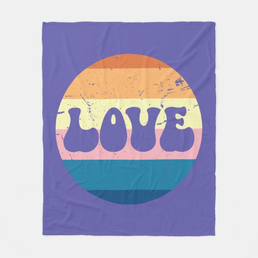 Retro Liefde Typografie Op  Sunset Stripes Fleece Deken (Voorkant)