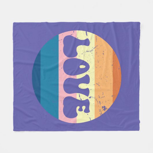 Retro Liefde Typografie Op  Sunset Stripes Fleece Deken (Voorkant (Horizontaal))