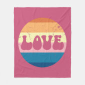 Retro Liefde Typografie Op  Sunset Stripes Fleece Deken (Voorkant)