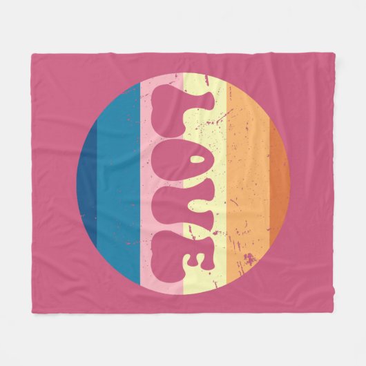 Retro Liefde Typografie Op  Sunset Stripes Fleece Deken (Voorkant (Horizontaal))