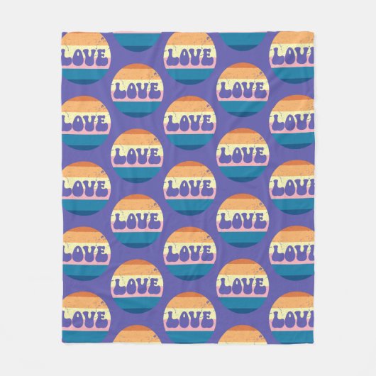 Retro Liefde Typografie Op  Sunset Stripes Fleece Deken (Voorkant)