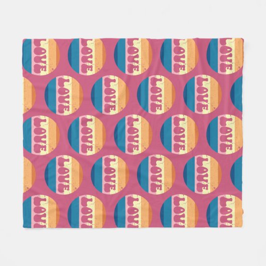 Retro Liefde Typografie Op  Sunset Stripes Fleece Deken (Voorkant (Horizontaal))