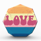 Retro Liefde Typografie Op  Sunset Stripes Fotoblokken (Voorkant)