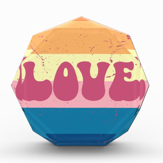 Retro Liefde Typografie Op Sunset Stripes Fotoblokken (Voorkant)