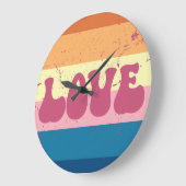 Retro Liefde Typografie Op  Sunset Stripes Grote Klok (Hoek)