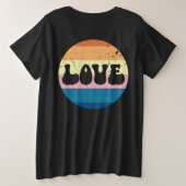 Retro Liefde Typografie Op  Sunset Stripes Grote Maat T-shirt (Design achterkant)