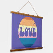 Retro Liefde Typografie Op  Sunset Stripes Hangend Wandkleed (Gebogen)