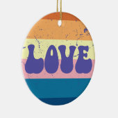 Retro Liefde Typografie Op  Sunset Stripes Keramisch Ornament (Rechts)