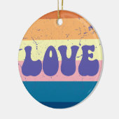 Retro Liefde Typografie Op  Sunset Stripes Keramisch Ornament (Links)