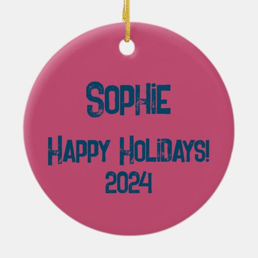 Retro Liefde Typografie Op  Sunset Stripes Keramisch Ornament (Achterkant)