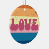 Retro Liefde Typografie Op  Sunset Stripes Keramisch Ornament (Rechts)