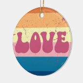 Retro Liefde Typografie Op  Sunset Stripes Keramisch Ornament (Links)