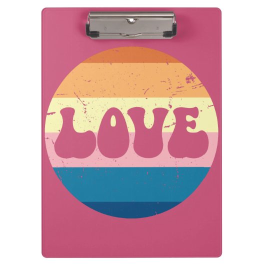Retro Liefde Typografie Op  Sunset Stripes Klembord (Voorkant)
