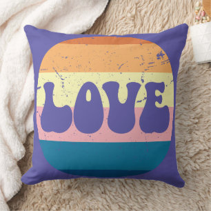 Retro Liefde Typografie Op  Sunset Stripes Kussen
