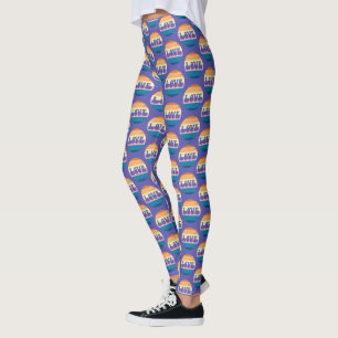 Retro Liefde Typografie Op  Sunset Stripes Leggings