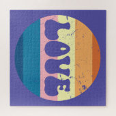 Retro Liefde Typografie Op  Sunset Stripes Legpuzzel (Horizontaal)