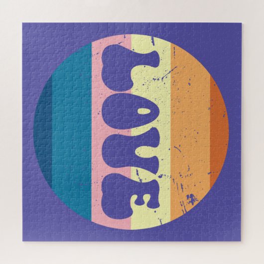 Retro Liefde Typografie Op  Sunset Stripes Legpuzzel (Horizontaal)