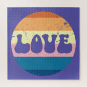 Retro Liefde Typografie Op  Sunset Stripes Legpuzzel (Verticaal)