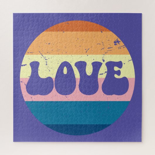 Retro Liefde Typografie Op  Sunset Stripes Legpuzzel (Verticaal)