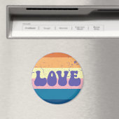 Retro Liefde Typografie Op  Sunset Stripes Magneet (Insitu (Vaatwasser))