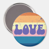 Retro Liefde Typografie Op  Sunset Stripes Magneet (Voorkant / Achterkant)