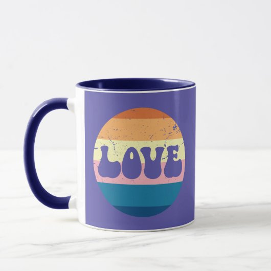 Retro Liefde Typografie Op  Sunset Stripes Mok (Links)