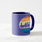 Retro Liefde Typografie Op  Sunset Stripes Mok (Voorkant rechts)