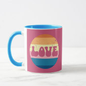 Retro Liefde Typografie Op  Sunset Stripes Mok (Links)