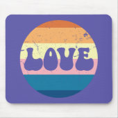 Retro Liefde Typografie Op  Sunset Stripes Muismat (Voorkant)