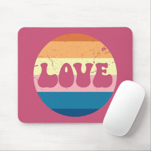 Retro Liefde Typografie Op  Sunset Stripes Muismat