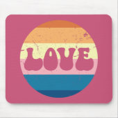 Retro Liefde Typografie Op  Sunset Stripes Muismat (Voorkant)