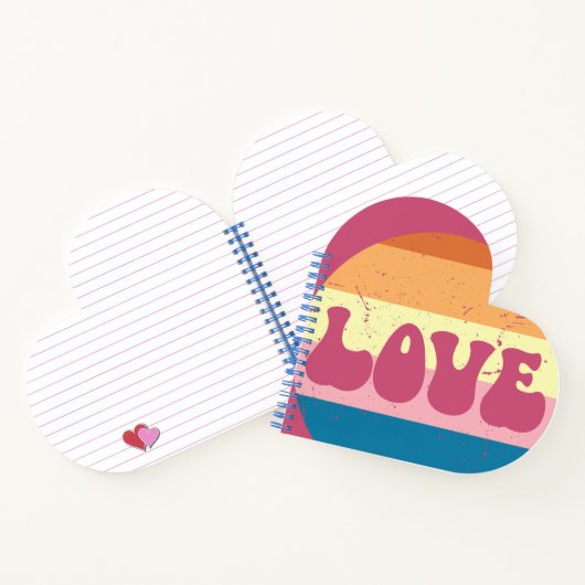 Retro Liefde Typografie Op  Sunset Stripes Notitieboek (Binnen)