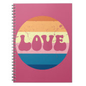 Retro Liefde Typografie Op  Sunset Stripes Notitieboek (Voorkant)
