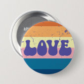 Retro Liefde Typografie Op  Sunset Stripes Ronde Button 7,6 Cm (Voorkant /achterkant)
