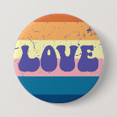 Retro Liefde Typografie Op  Sunset Stripes Ronde Button 7,6 Cm (Voorkant)