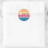Retro Liefde Typografie Op  Sunset Stripes Ronde Sticker (Tas)