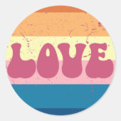 Retro Liefde Typografie Op  Sunset Stripes Ronde Sticker (Voorkant)