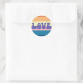 Retro Liefde Typografie Op  Sunset Stripes Ronde Sticker (Tas)
