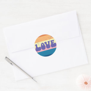 Retro Liefde Typografie Op  Sunset Stripes Ronde Sticker